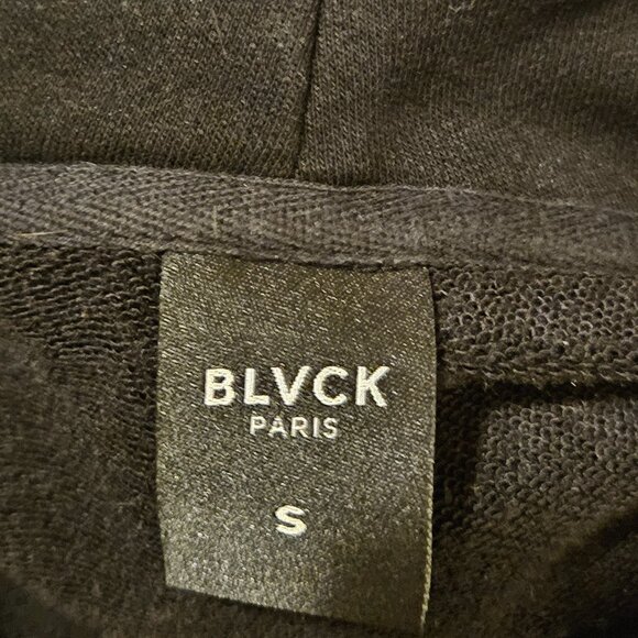 BLVCK Paris Black Hoodie. Made of 100% French. Size Small Terry Cotton - Picture 3 of 4